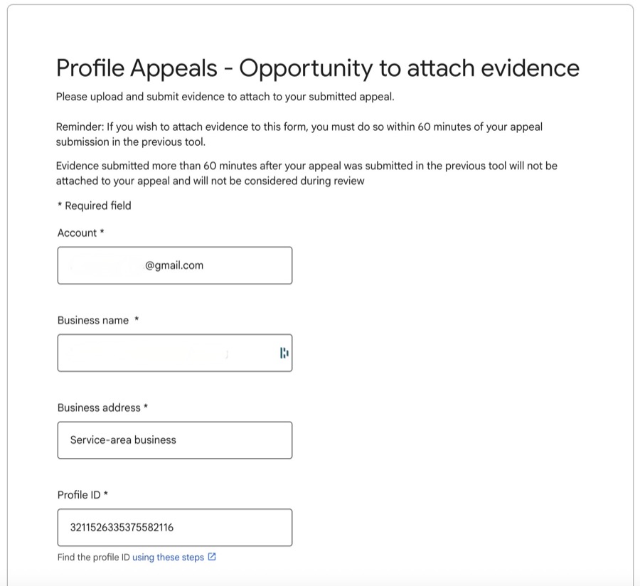 The opportunity to attach evidence to a GBP appeal